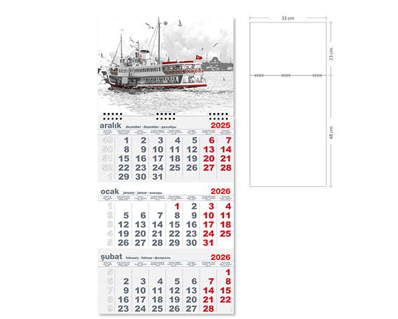 Kod 06 Büyük Gemici Takvim (Tek Parça Spiralli)